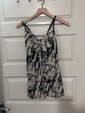 lululemon athletica Black and Cream Marble-Print V-Neck Tank